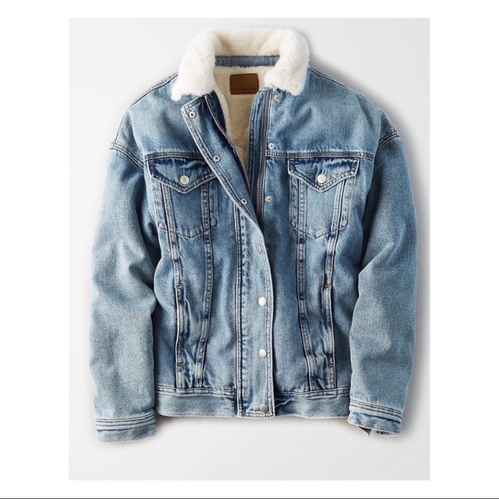 American Eagle Outfitters faux fur lined denim jacket XS